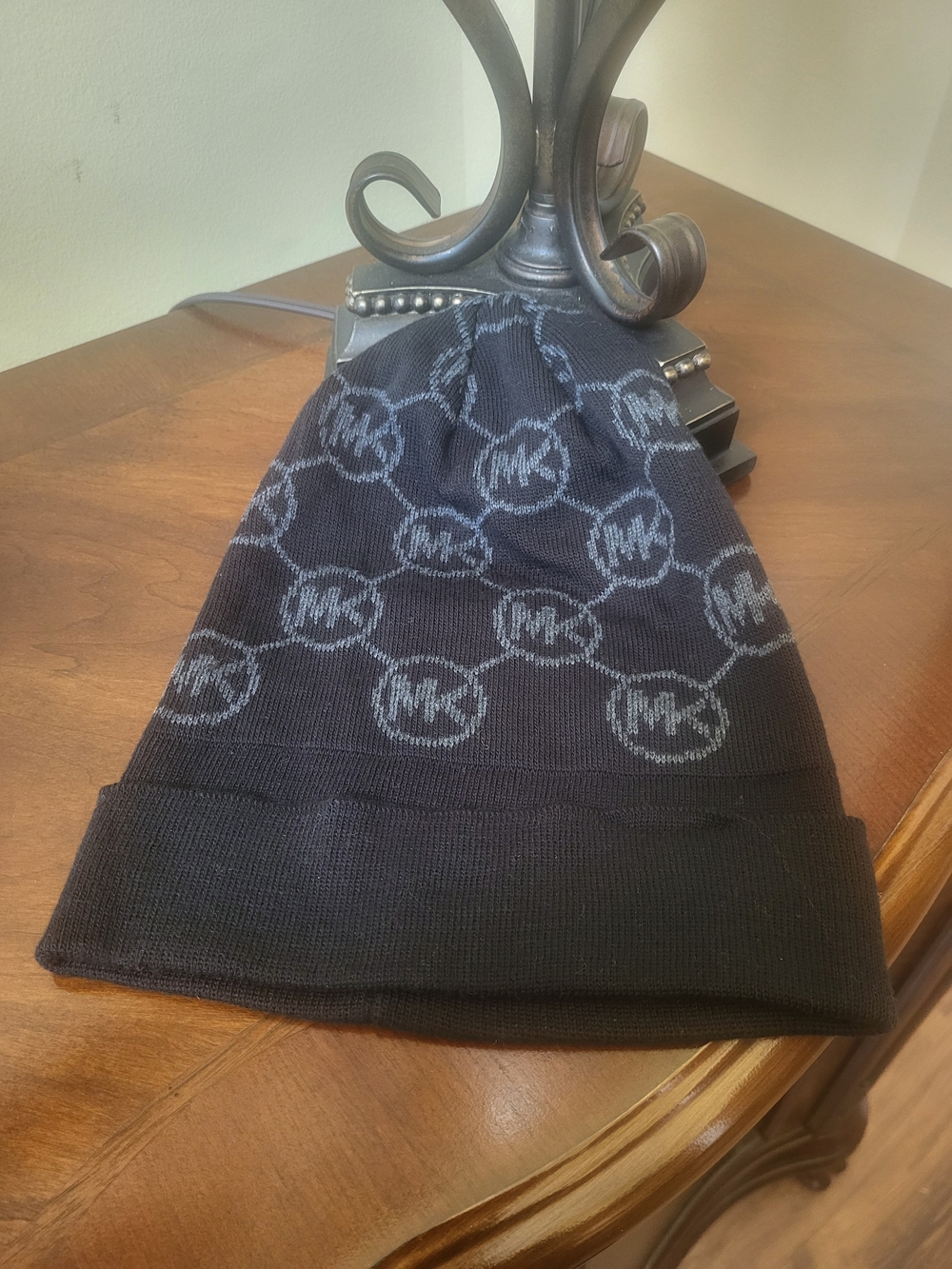 Michael Kors Black Logo Knit Beanie Women